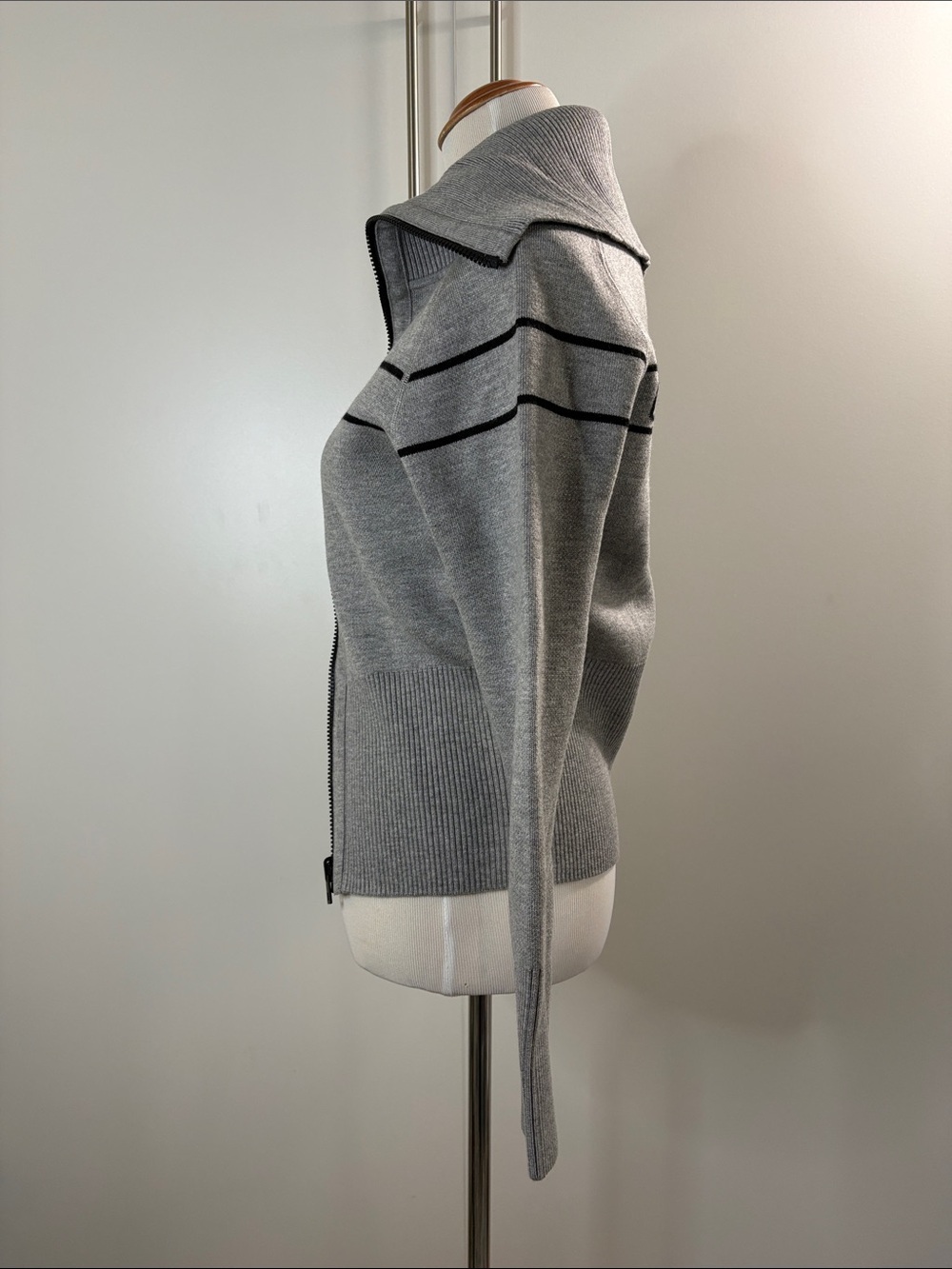 Christian Dior Reversible Oblique Logo Zip Cardigan Sweater Gray Wool Cashmere 6 - Picture 6 of 10